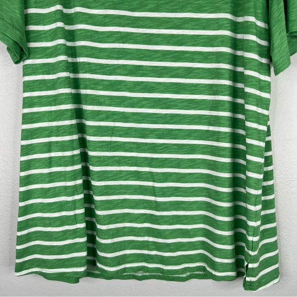 Maurices 24/7 Dawson T-Shirt Womens L Green White Stripe Crew Neck Drop Shoulder - Picture 6 of 14